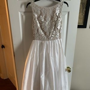 Adrianna Papell Gold and White Wedding Dress | Size 6